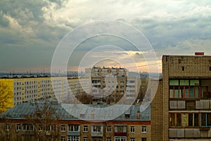 Cloudy sunset view from the window
