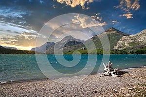 Cloudy Sunset At Waterton Lakes Park