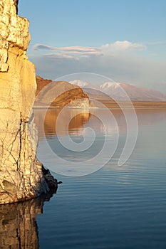 Cloudy view on a mountain lake. Mongolia