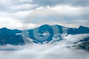 Cloudy view of Seorak Mountains