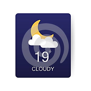 Cloudy weather. Card for a weather widget. Designed in vector isolated on white background. Vector illustration concept