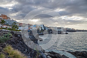 Cloudy weather in coastal resort town Puerto de Santiago