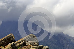 Cloudy western ghats range in monsoon season