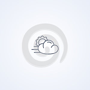 Cloudy and windy, vector best gray line icon