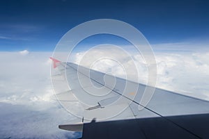 Cloudy wing airplane cloud sky view