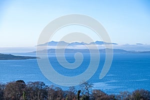 Cloudy Winter Arran on the West Coast of Scotland with a Freezing Cloud or Haar Lying Over the Island