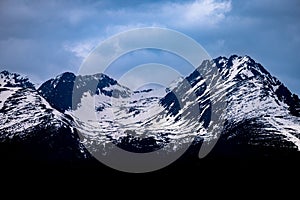 Cloudy winter landscape of the Tatra Mountains. The Furkotska Valley