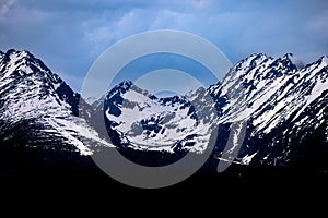 Cloudy winter landscape of the Tatra Mountains. The Mlynicka Valley