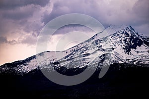Cloudy winter landscape of the Tatra Mountains. Mount Krivan