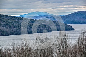 cloudy winters day at the quabbin reservior