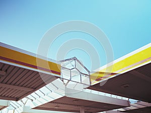 Colourful roof of a gasoil station photo