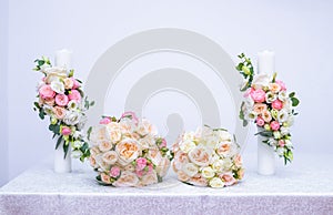 Clourfull Wedding flowers and candles