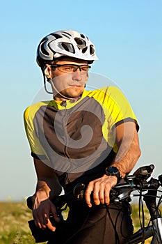 Clouse up portrait of mountain biker
