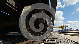 Clouseup Metal Wheels of Train Wagon