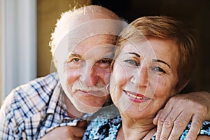 Clouseup portrait of senior couple