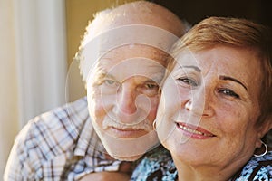 Clouseup portrait of senior couple