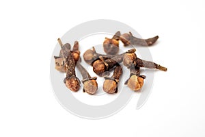Clove, Syzygium aromaticum Merr. Organic Exotic Herbs and Spices on iSolated White Background