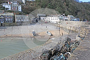 Clovelly harbour at low tide, Devon