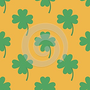 Clover seamless pattern. Green floral element. St. Patrick`s day background.
