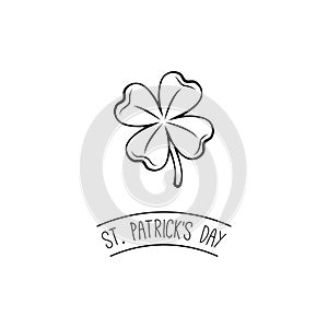 Clover emblem, decorations for the holiday of St. Patrick s. Vector illustration.