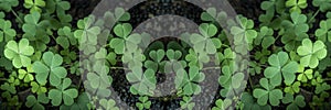 Clover Field for St. Patricks Day holiday symbol. with three-leaved shamrocks, St. Patrick\'s day holiday symbol, earth day