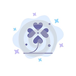 Clover, Four, Ireland, Irish, Lucky Blue Icon on Abstract Cloud Background