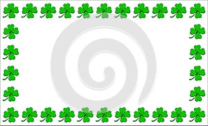 Clover frame. Four leaf green shamrock border with text space. Vector empty background isolated on white