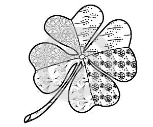 Clover good luck for coloring. Beautiful pattern. - Vector