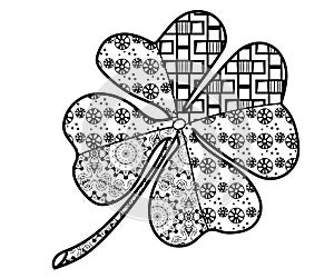 Clover good luck for coloring. Beautiful pattern. - Vector