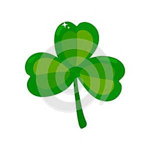 Clover leaf, isolated on white, for St. Patrick\'s Day. Vector illustration