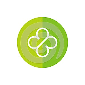 Clover leaf logo icon design, line art syle symbol inside a circle, flat styel illustration