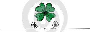 Clover leaf. One continuous line. St. Patrick's Day symbol