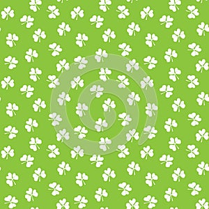 Clover leaf seamless pattern, hand drawn doodle vector illustration. St Patricks Day symbol, Irish lucky shamrock background