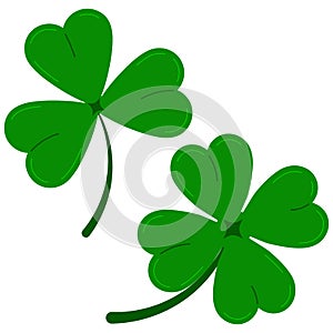 Clover leaves icon set isolated on white background green lucky four leaf clover and shamrock clover.