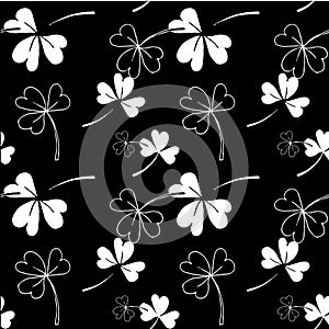 Clover leaves monochrome seamless background
