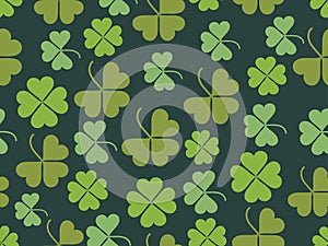 Clover leaves seamless pattern. St. Patrick`s Day, Irish holiday. Background for greeting card, wrapping paper