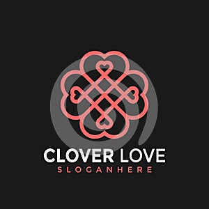 Clover Love Flower Geaometric Modern Logo Icon Design Vector Illustration