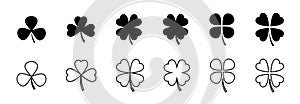 Clover luck icon. Shamrock leaf icon collection. Clover leaf outline sign. Stock vector