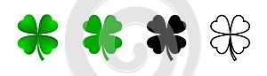 Clover luck icon. Shamrock leaf icon collection. Clover leaf outline sign. Stock vector