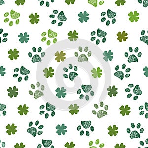Clover with paws lucky cat and dogs pattern