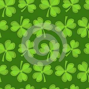 Clover seamless pattern. St. Patricks Day endless repeated backdrop, texture, wallpaper.