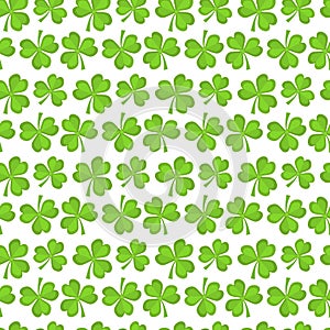 Clover seamless pattern. St. Patricks Day endless repeated backdrop, texture, wallpaper. Luck symbol . Vector