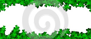 Clover shamrock leaf seamless border. Vector decorative elements template. Patricks Day seamless background with green clover.