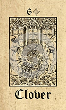 Clover. Tarot card from Lenormand Gothic Mysteries oracle deck