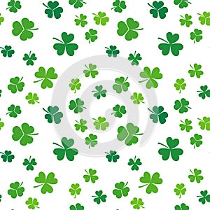 Clover vector seamless pattern. St Patricks Day background