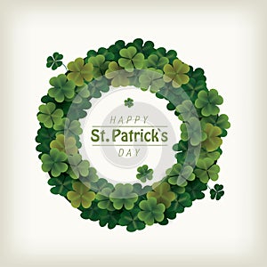 Clover wreath for celebrating St. patrick`s day