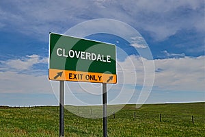 US Highway Exit Sign for Cloverdale