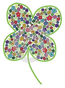 Cloverleaf with colored flower photo