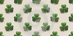 Clower leaf seamless pattern for st patrick day invitation or wallpaper. Generative AI