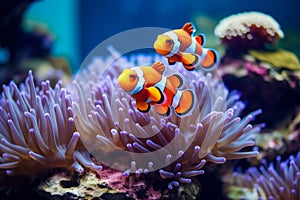 Clown anemonefish in anemone fish tank.